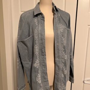 Zara Light Blue Denim Jacket, western print